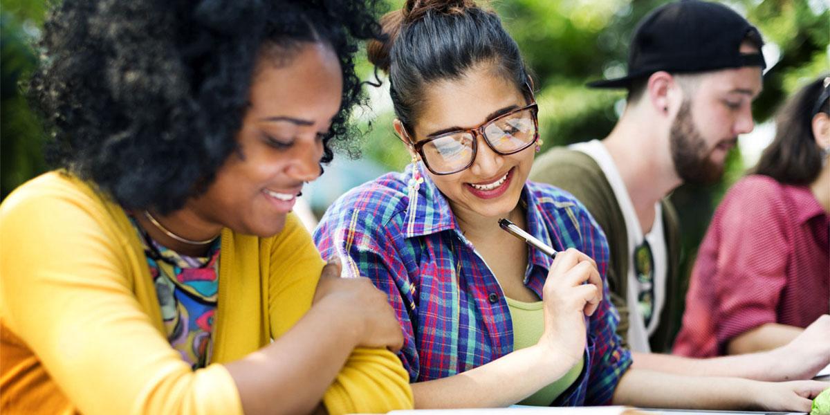 female students studying together